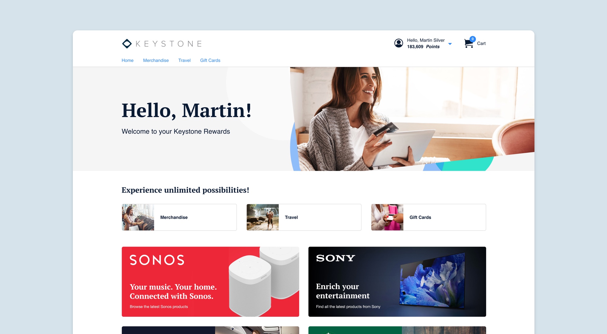 Configured landing pages
