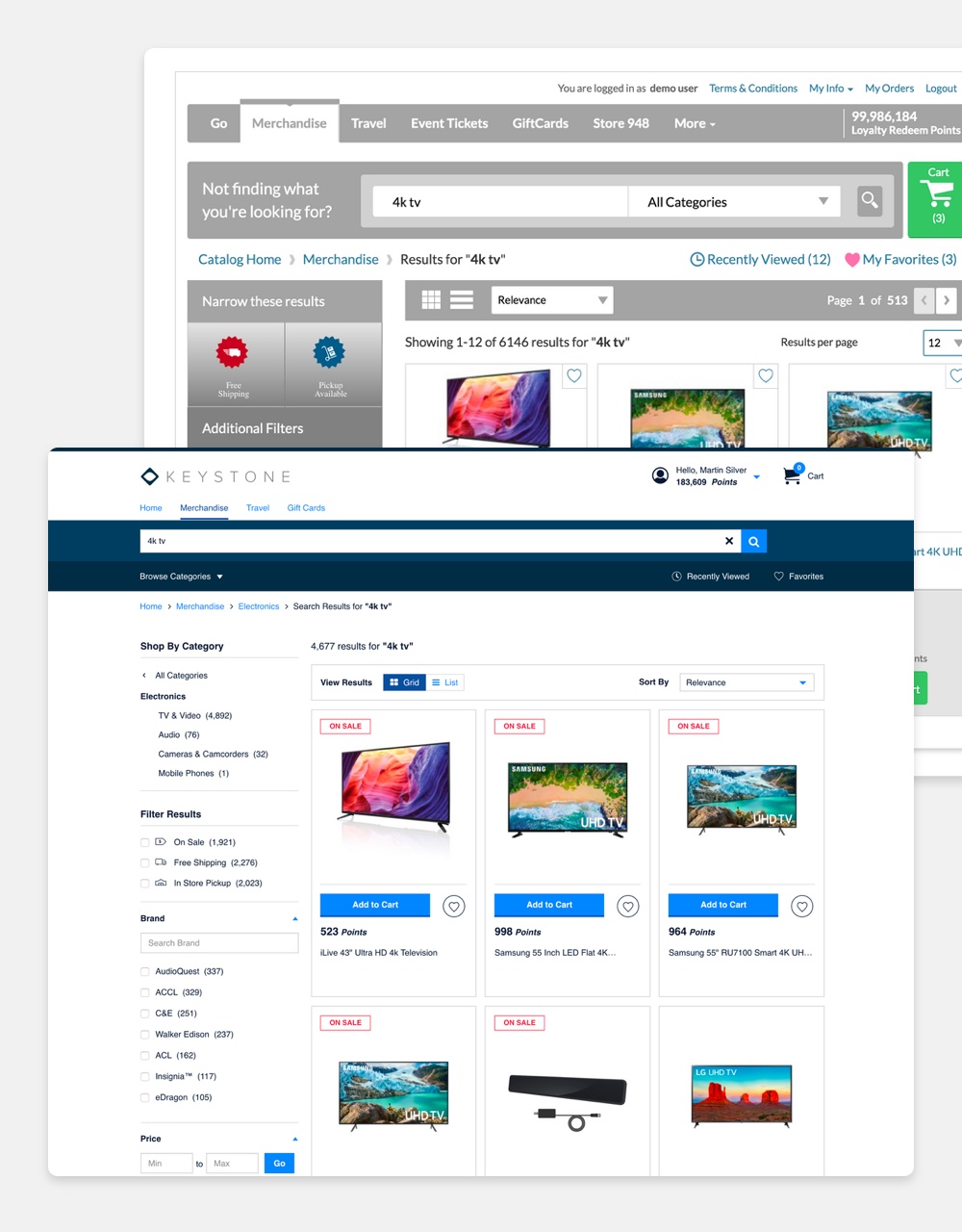 Keystone search results page