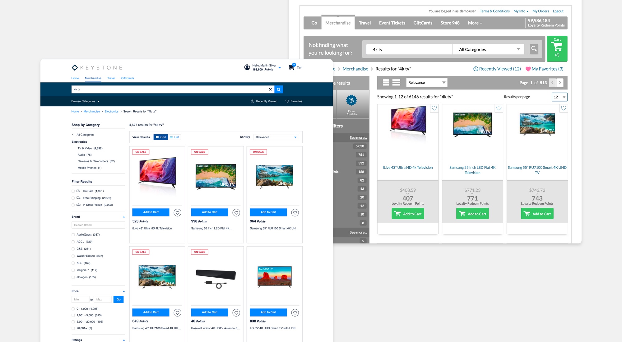 Keystone search results page